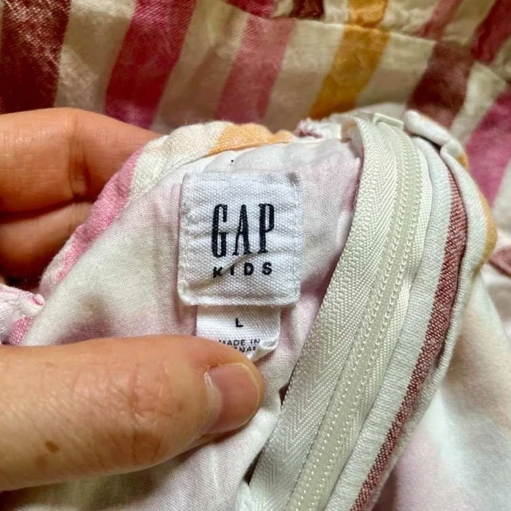 Gap Girls Striped Linen Blend Tiered Sundress Size L 10-11 Coastal Summer Preppy